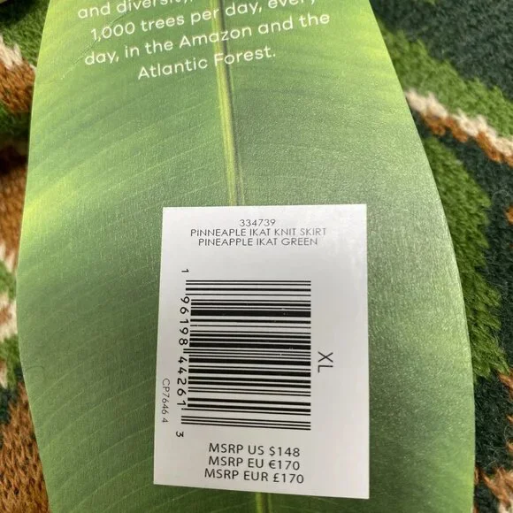 Farm Rio Women's Pineapple Ikat Knit Mini Skirt Green Size XL | Vibrant Tropical - Picture 10 of 10